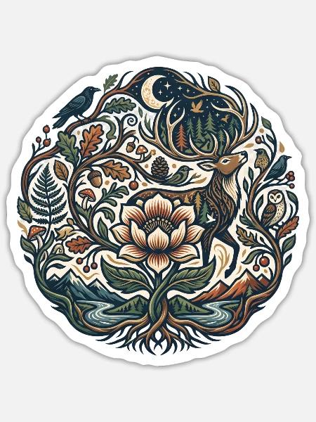 Mondwald Blütenpfad - Sticker Größe S (10 x 10 cm) - Mattweiß