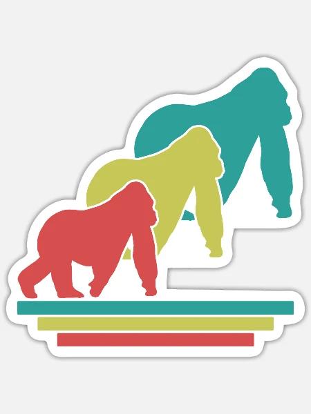 Affenfamilie Retro - Sticker Größe S (10 x 10 cm) - Mattweiß