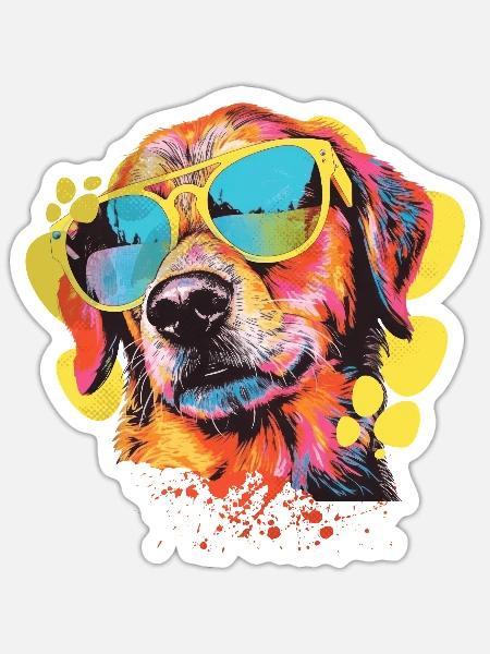 COOL DOG - Sticker Größe S (10 x 10 cm) - Mattweiß