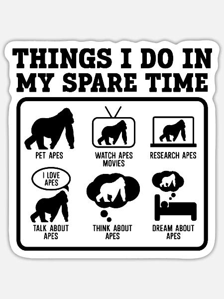 AFFEN SPRUCH HUMOR - Sticker Größe S (10 x 10 cm) - Mattweiß