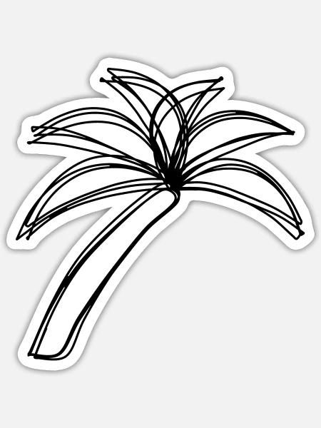 Palme handgezeichnet - Sticker Größe S (10 x 10 cm) - Mattweiß