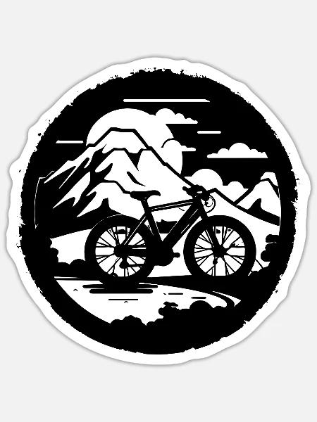 Fahrradfahrer Grafik - Sticker Größe S (10 x 10 cm) - Mattweiß