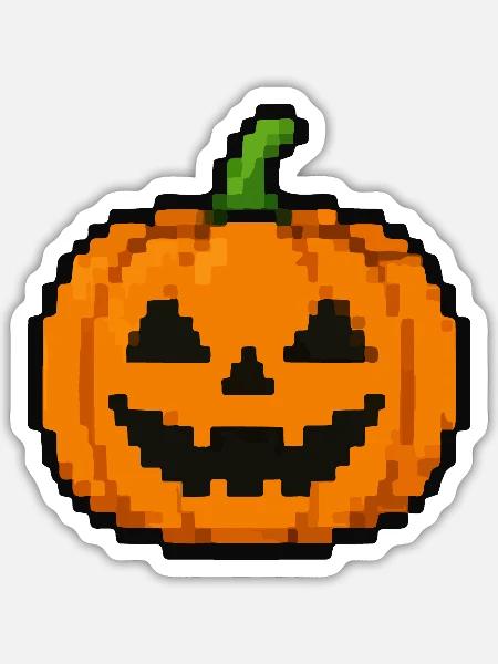 Pixel Pumpkin Retro Smile - Sticker Größe S (10 x 10 cm) - Mattweiß