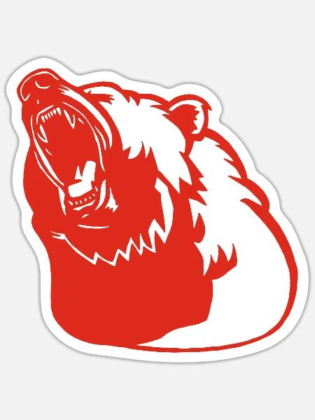 Das Erwachen des roten Bären - Sticker Größe S (10 x 10 cm) - Mattweiß