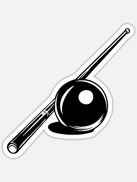 Billardkugel und Queue Skizze - Sticker Größe S (10 x 10 cm) - Mattweiß