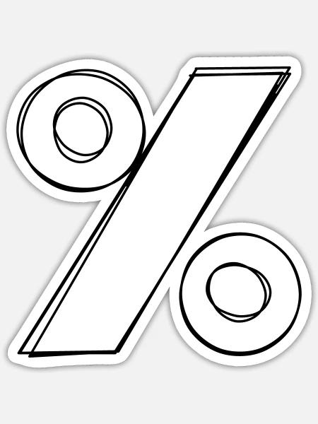 Prozentzeichen handgezeichnet - Sticker Größe S (10 x 10 cm) - Mattweiß