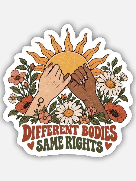 "Different Bodies Same Right" - Sticker Größe S (10 x 10 cm) - Mattweiß