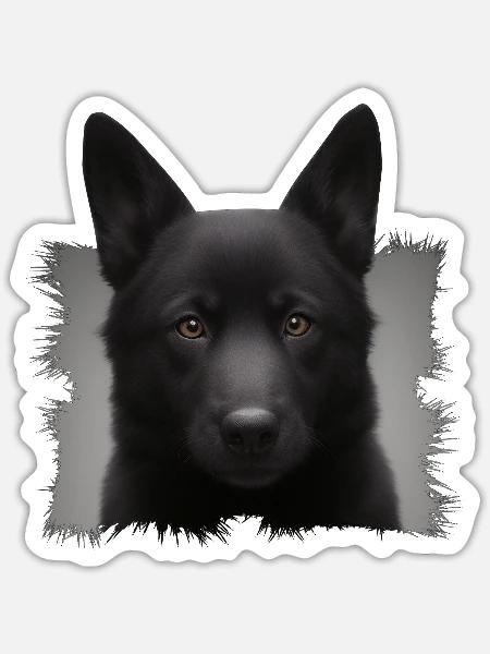 schwarzer schäferhund - Sticker Größe S (10 x 10 cm) - Mattweiß