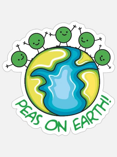 Erbsen auf der Erde - Sticker Größe S (10 x 10 cm) - Mattweiß