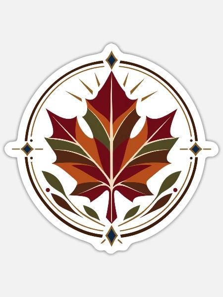 Blätterkreis Herbstmuster - Sticker Größe S (10 x 10 cm) - Mattweiß