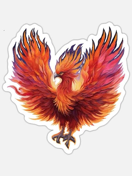 Vibrierender Feuer-Phönix - Sticker Größe S (10 x 10 cm) - Mattweiß