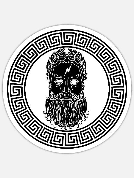 Gott der Mythologie (Schwarz) - Sticker Größe S (10 x 10 cm) - Mattweiß