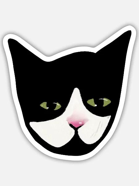 Midnight Cat Nose Gesichtskunst - Sticker Größe S (10 x 10 cm) - Mattweiß