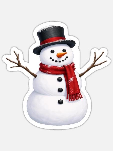 Schneemann - Sticker Größe S (10 x 10 cm) - Mattweiß