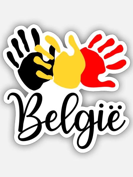 Hände Belgien Englisch - Sticker Größe S (10 x 10 cm) - Mattweiß
