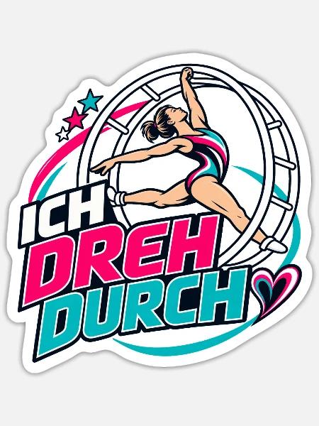 Ich Dreh Durch Rhönrad - Sticker Größe S (10 x 10 cm) - Mattweiß