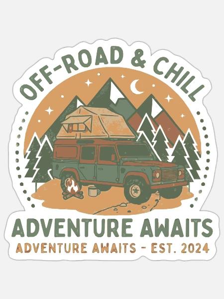 Offroad & Chill Abenteuer SUV - Sticker Größe S (10 x 10 cm) - Mattweiß