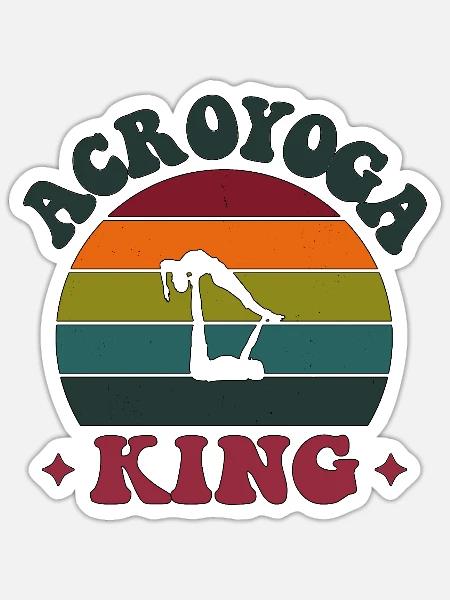 Acroyoga King Acro Yoga - Sticker Größe S (10 x 10 cm) - Mattweiß