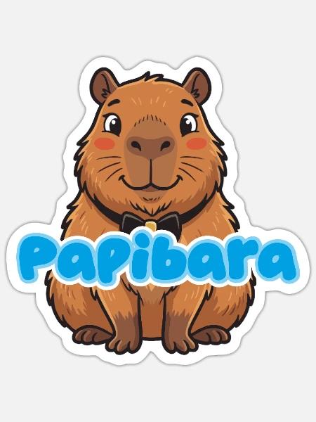 Papibara Capybara - Sticker Größe S (10 x 10 cm) - Mattweiß