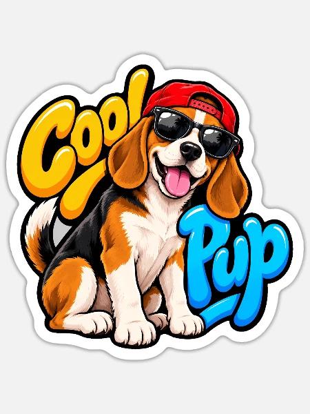 Beagle - Sticker Größe S (10 x 10 cm) - Mattweiß