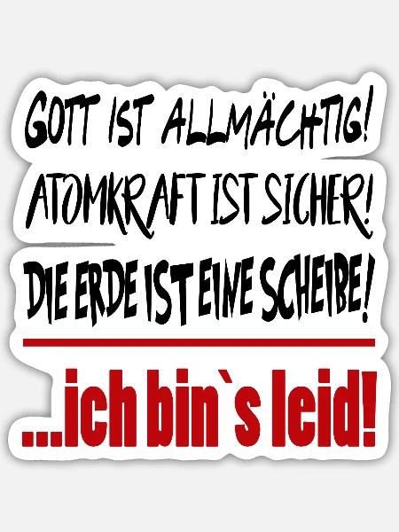 Erde Scheibe Gott Allmächtig Sprüche Floskel - Sticker Größe S (10 x 10 cm) - Mattweiß