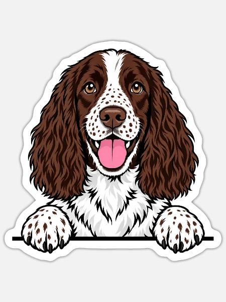 English Springer Spaniel - Sticker Größe S (10 x 10 cm) - Mattweiß