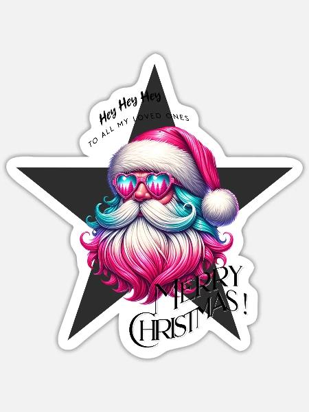 Weihnachtsmann - Fröhliche Weichnahten - Grß - Sticker Größe S (10 x 10 cm) - Mattweiß