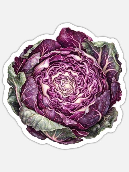 Rotkohl Rosette - Sticker Größe S (10 x 10 cm) - Mattweiß