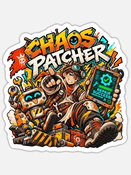 Postapokalyptische Welt× Technologie und Code - Sticker Größe S (10 x 10 cm) - Mattweiß