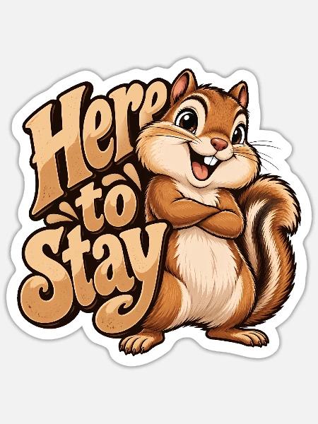 Streifenhörnchen - Sticker Größe S (10 x 10 cm) - Mattweiß