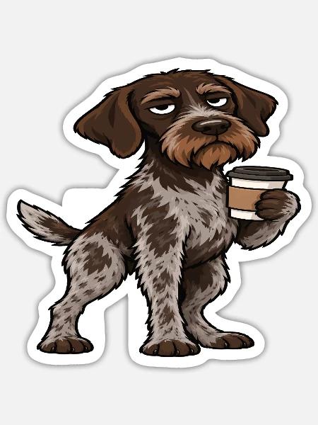 Deutsch Drahthaar Deutsch-Drahthaar Besitzer - Sticker Größe S (10 x 10 cm) - Mattweiß