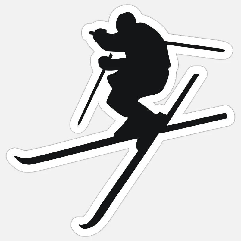 Ski - Sticker Größe S (10 x 10 cm) - Mattweiß