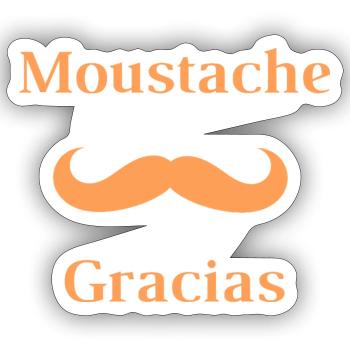 Moustache gracias - Sticker taille S (10 x 10 cm) - blanc mat - Devant