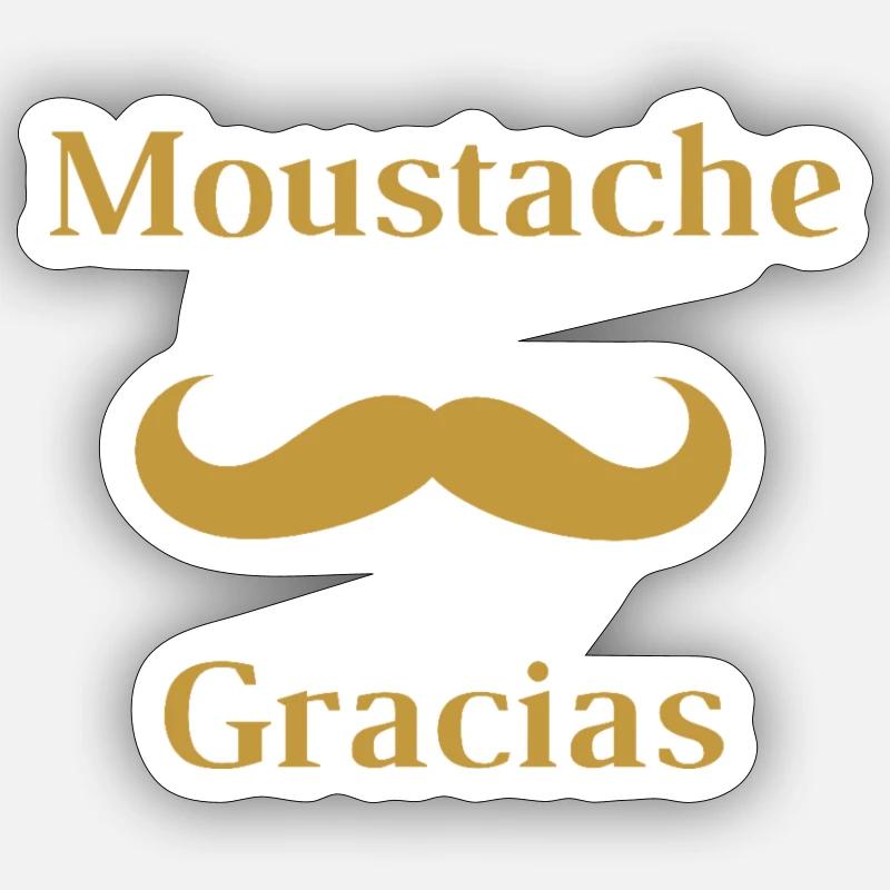 Moustache Gracias - Sticker taille S (10 x 10 cm) - blanc mat