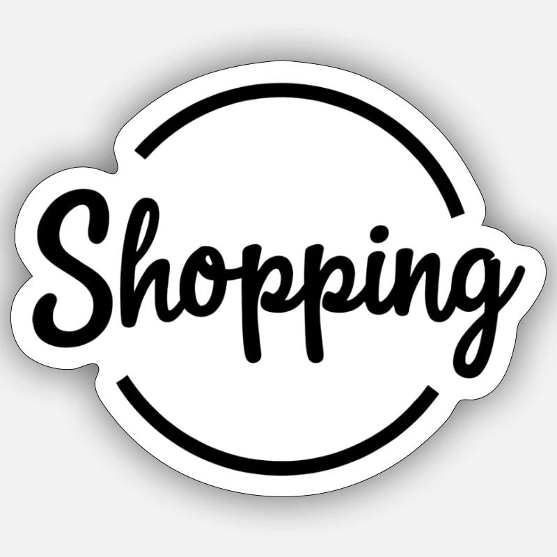 Handgemachter Einkaufsspaß Schriftzug - Sticker Größe S (10 x 10 cm) - Mattweiß