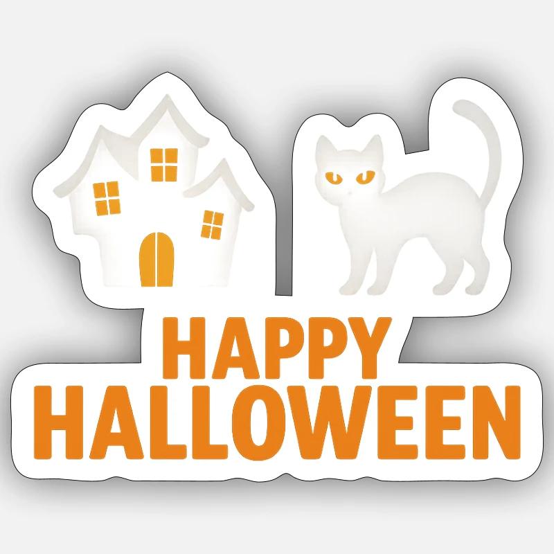 Conception de chat et de maison hantée d’Halloween Sticker taille S (10 x 10 cm)