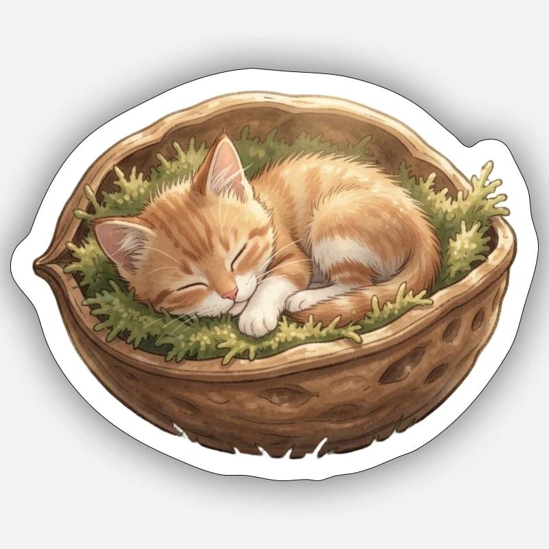 Schlummerndes Nestkätzchen Sticker Größe S (10 x 10 cm)