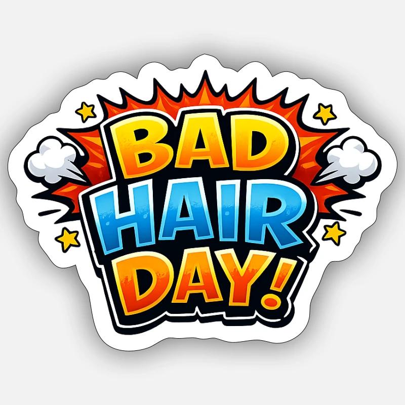 Bad Hair Day Comic Explosion Sticker size S (10 x 10 cm)