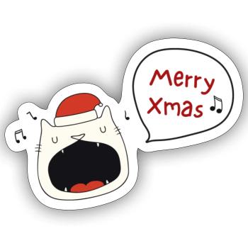 Merry Christmas cat with Christmas hat - Sticker size S (10 x 10 cm) - white matte - Front
