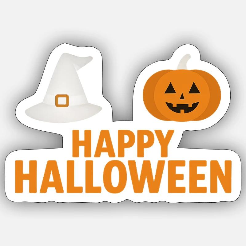 Halloween Pumpkin & Witch Hat Design - Sticker size S (10 x 10 cm) - white matte