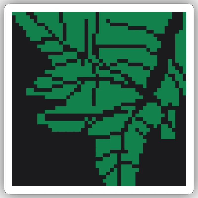 Feuille pixel art - Sticker taille S (10 x 10 cm) - blanc mat