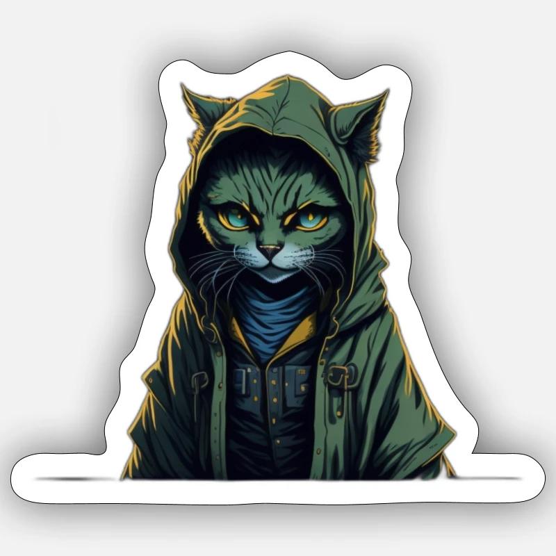 chat ninja en pyjama experts de infiltration Sticker taille S (10 x 10 cm)