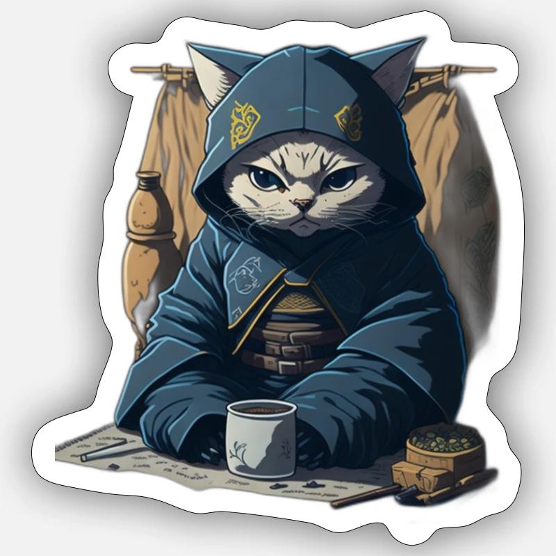 chat ninja en pyjama, experts de l'infiltration Sticker taille S (10 x 10 cm)