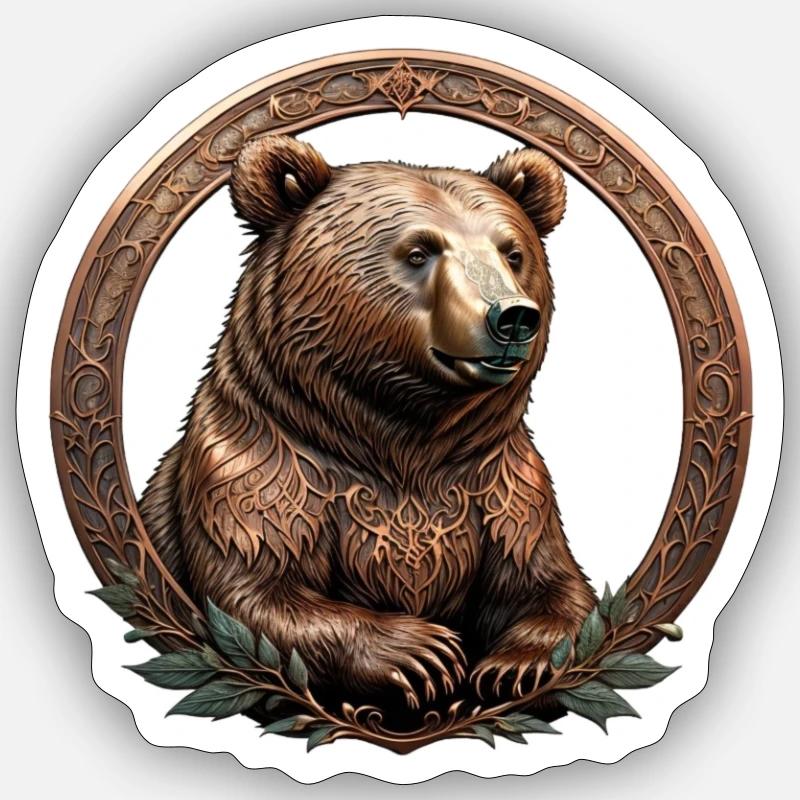 The Bronze Bear - Sticker Größe S (10 x 10 cm) - Mattweiß
