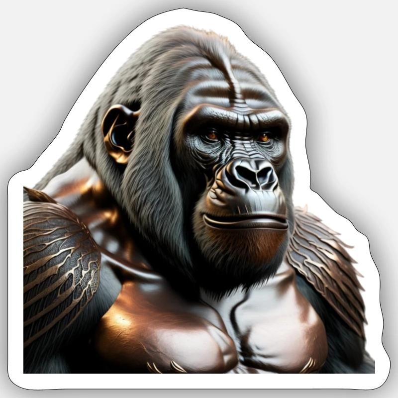 Le gorille de bronze - Sticker taille S (10 x 10 cm) - blanc mat