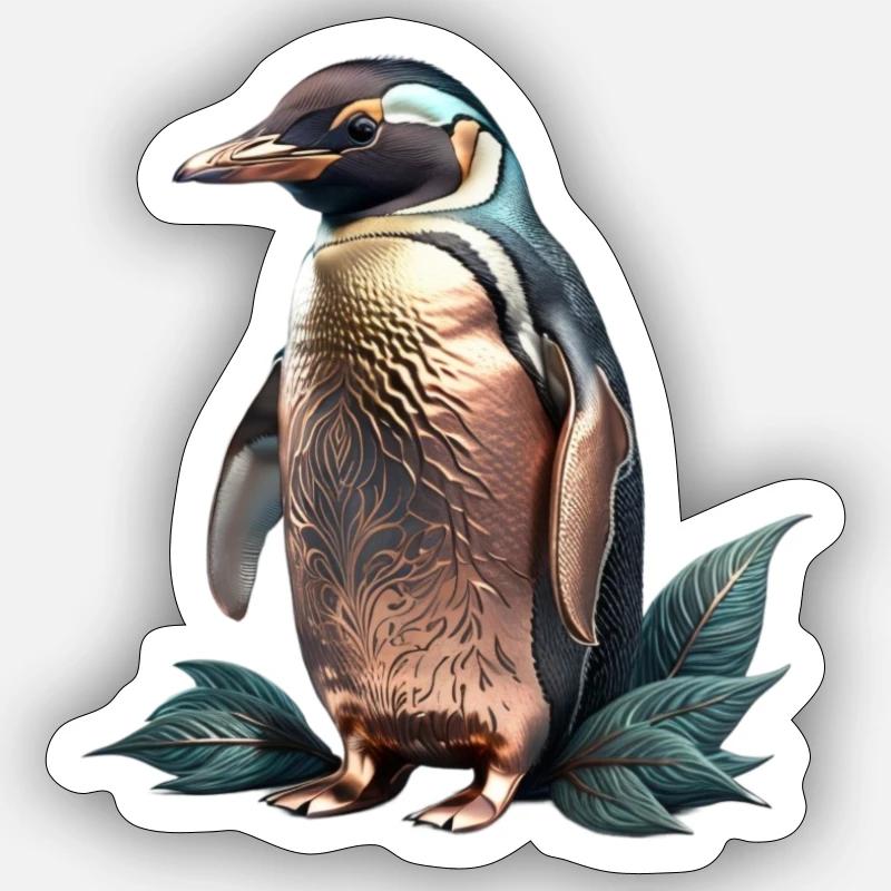 Le Pingouin de bronze - Sticker taille S (10 x 10 cm) - blanc mat
