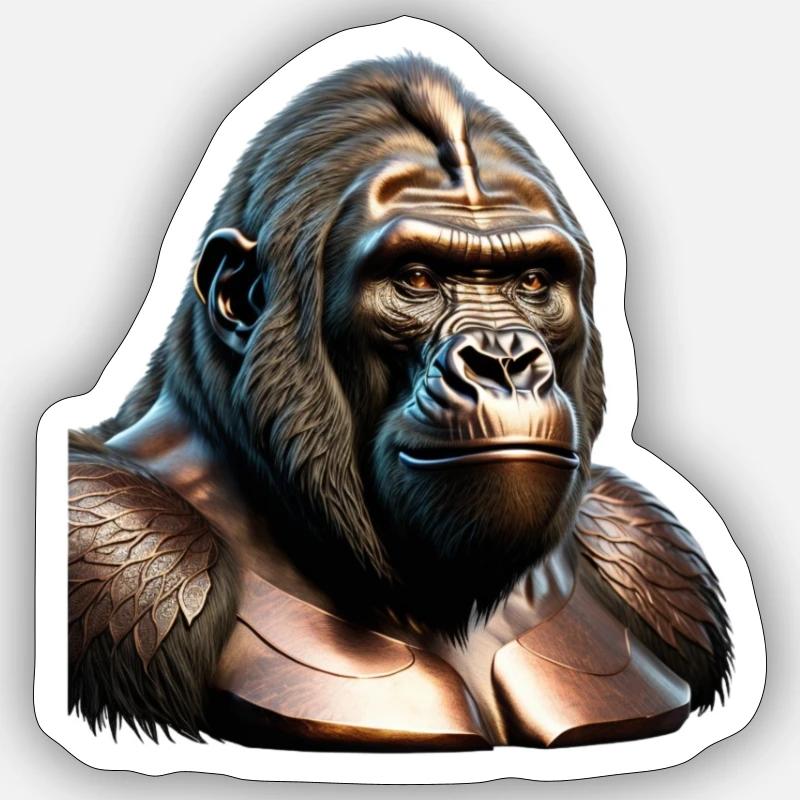 Le gorille de bronze - Sticker taille S (10 x 10 cm) - blanc mat