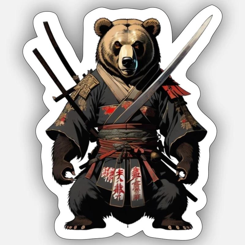 L’ours ninja Sticker taille S (10 x 10 cm)