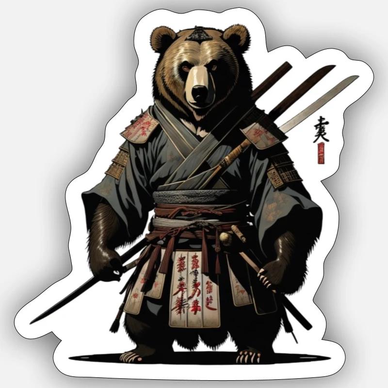 The Ninja Bear - Sticker size S (10 x 10 cm) - white matte