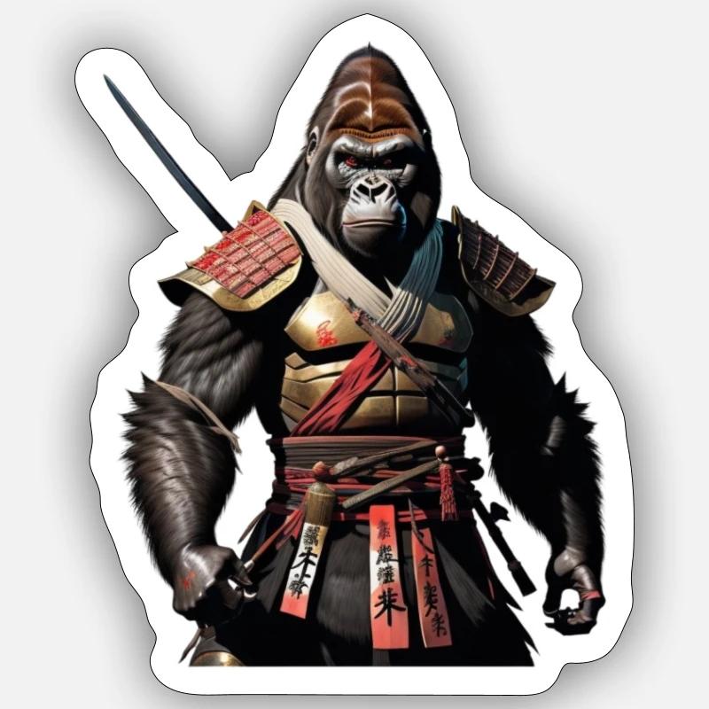 Le Gorille Ninja - Sticker taille S (10 x 10 cm) - blanc mat